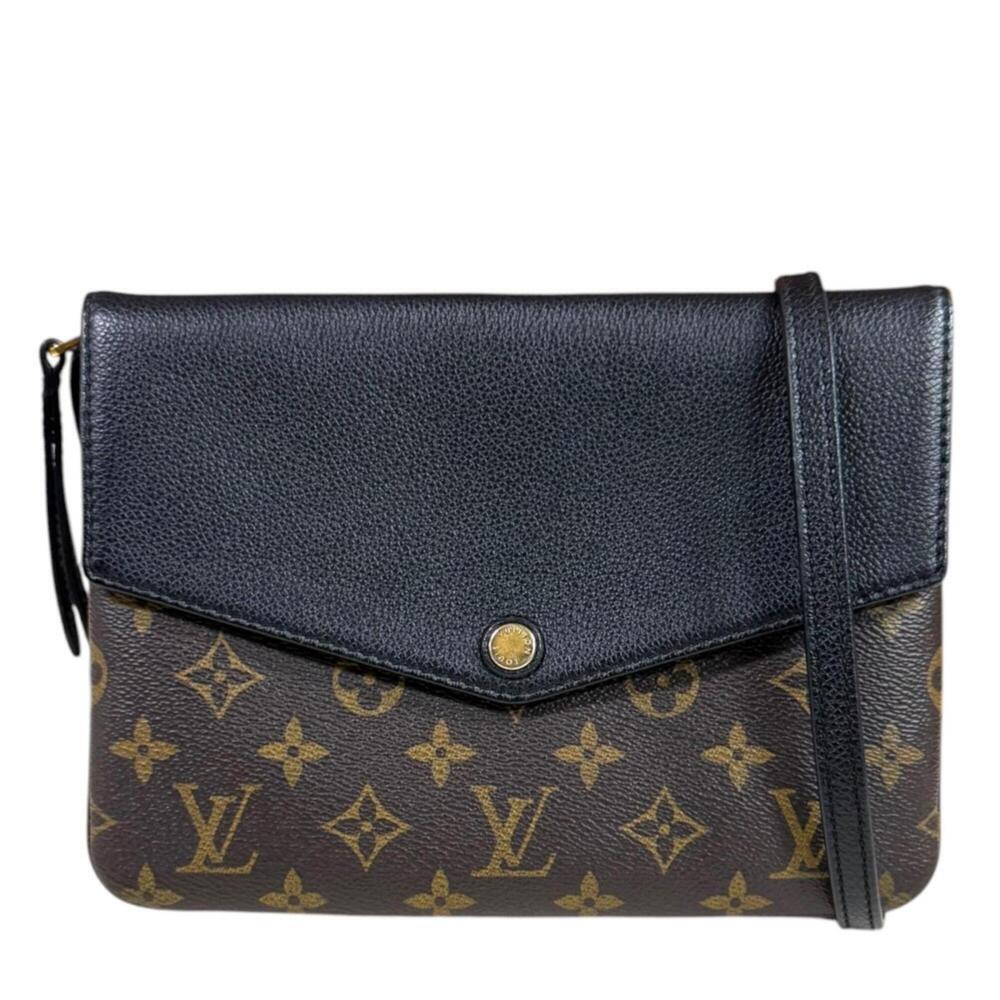 Louis Vuitton Twice Monogram Shoulder Bag, Canvas M50185, Black, Women's, LOU...